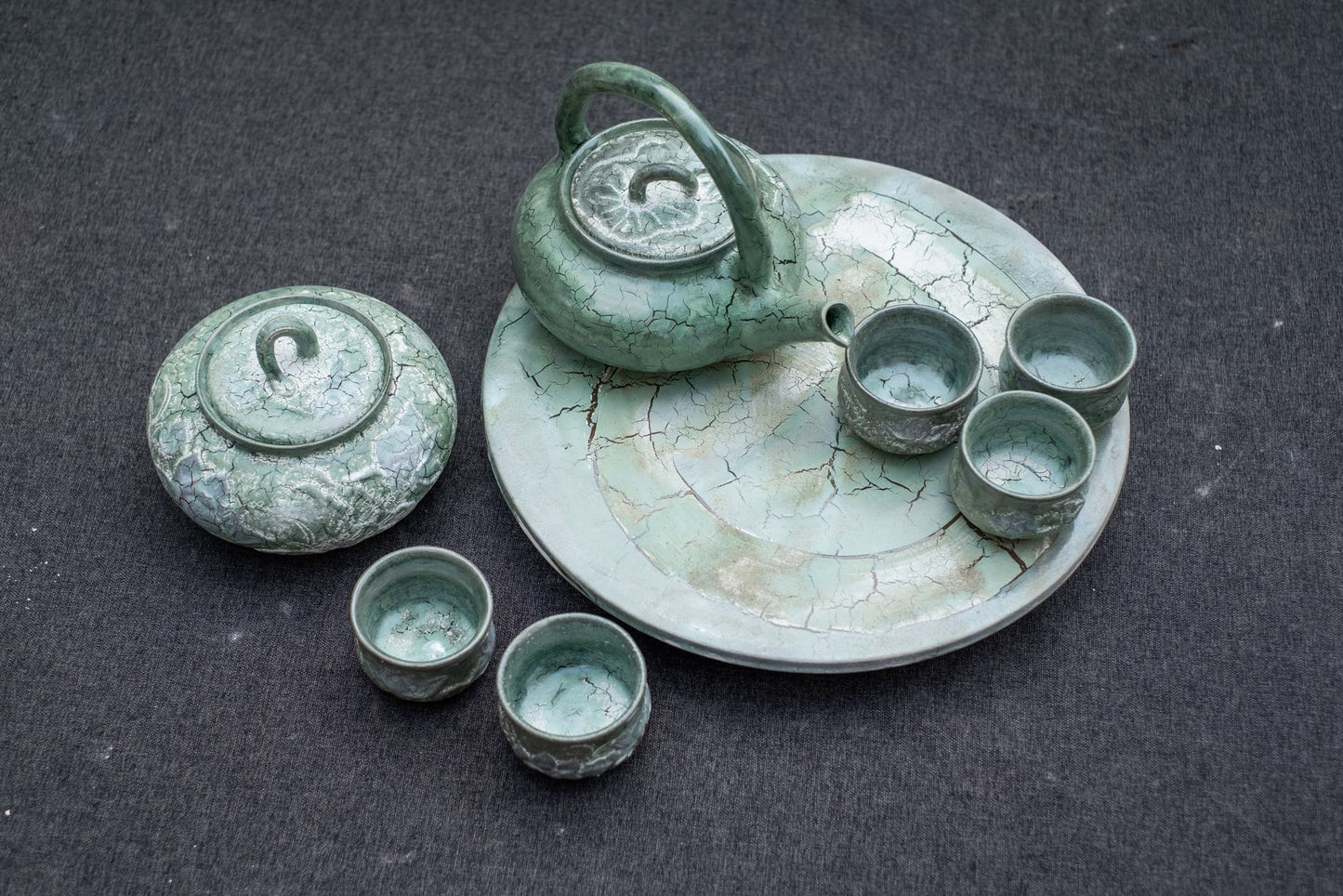 Céleste Céramique – Celadon Rissglas Teeset