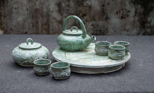 Céleste Céramique – Celadon Rissglas Teeset
