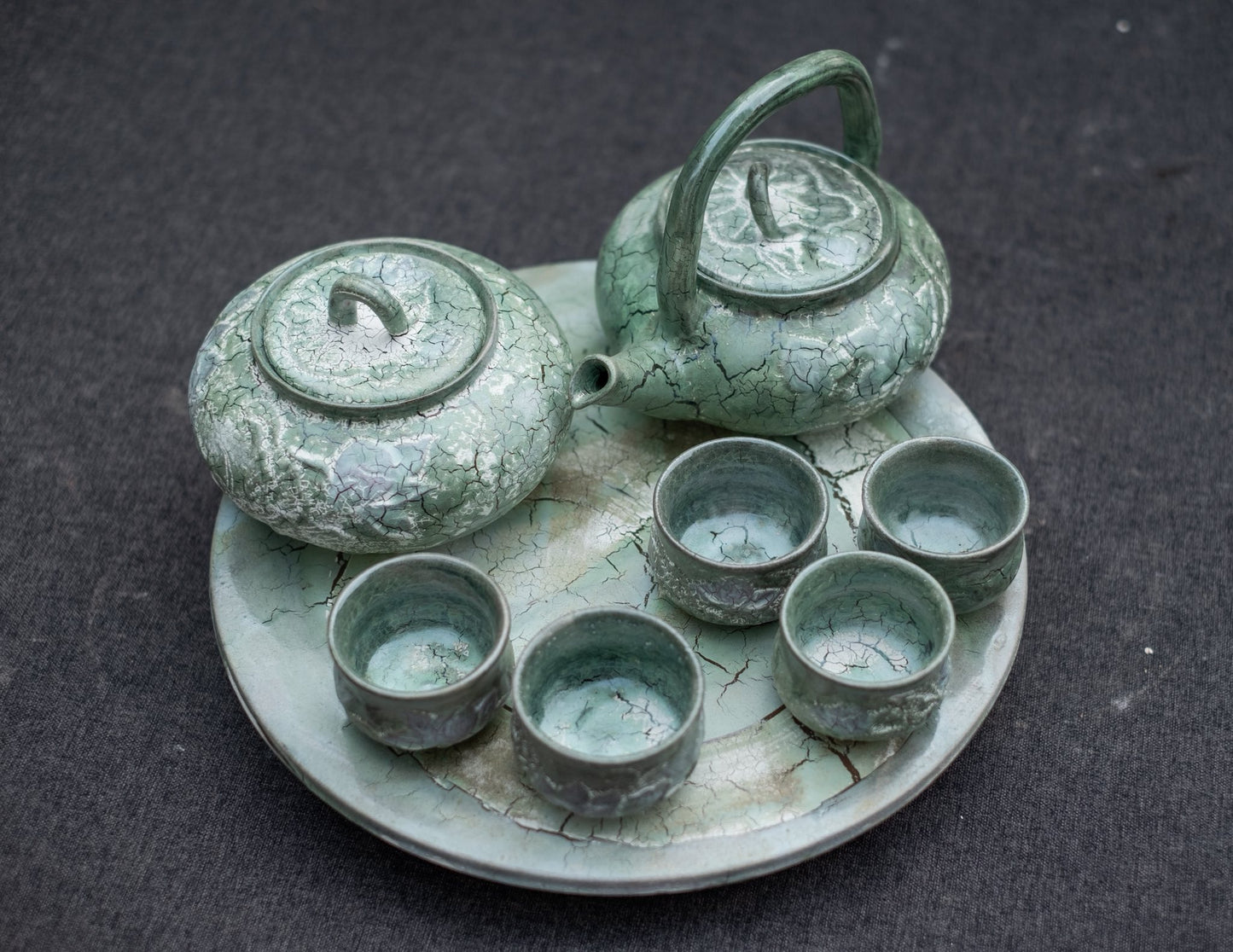 Céleste Céramique – Celadon Rissglas Teeset