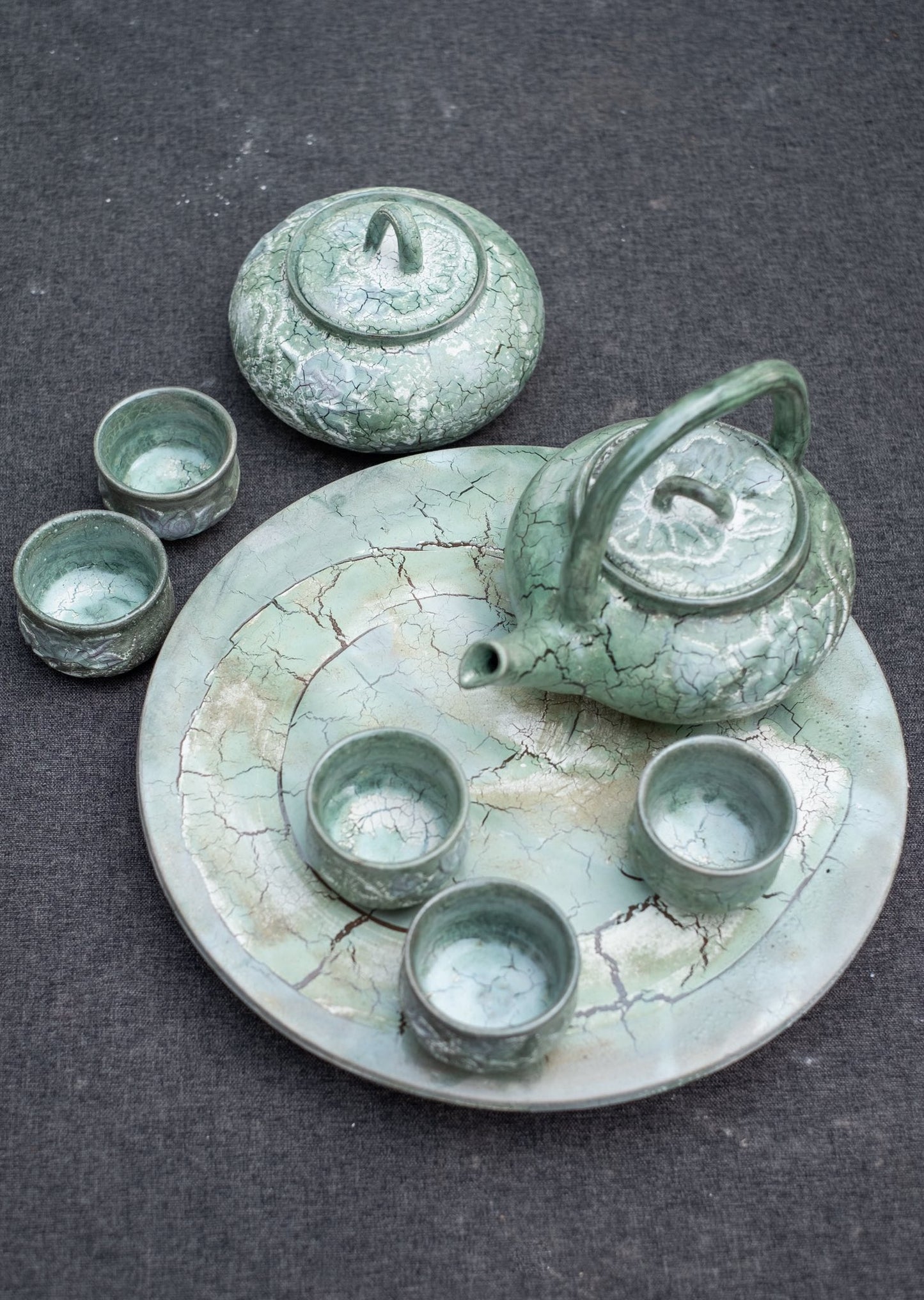 Céleste Céramique – Celadon Rissglas Teeset