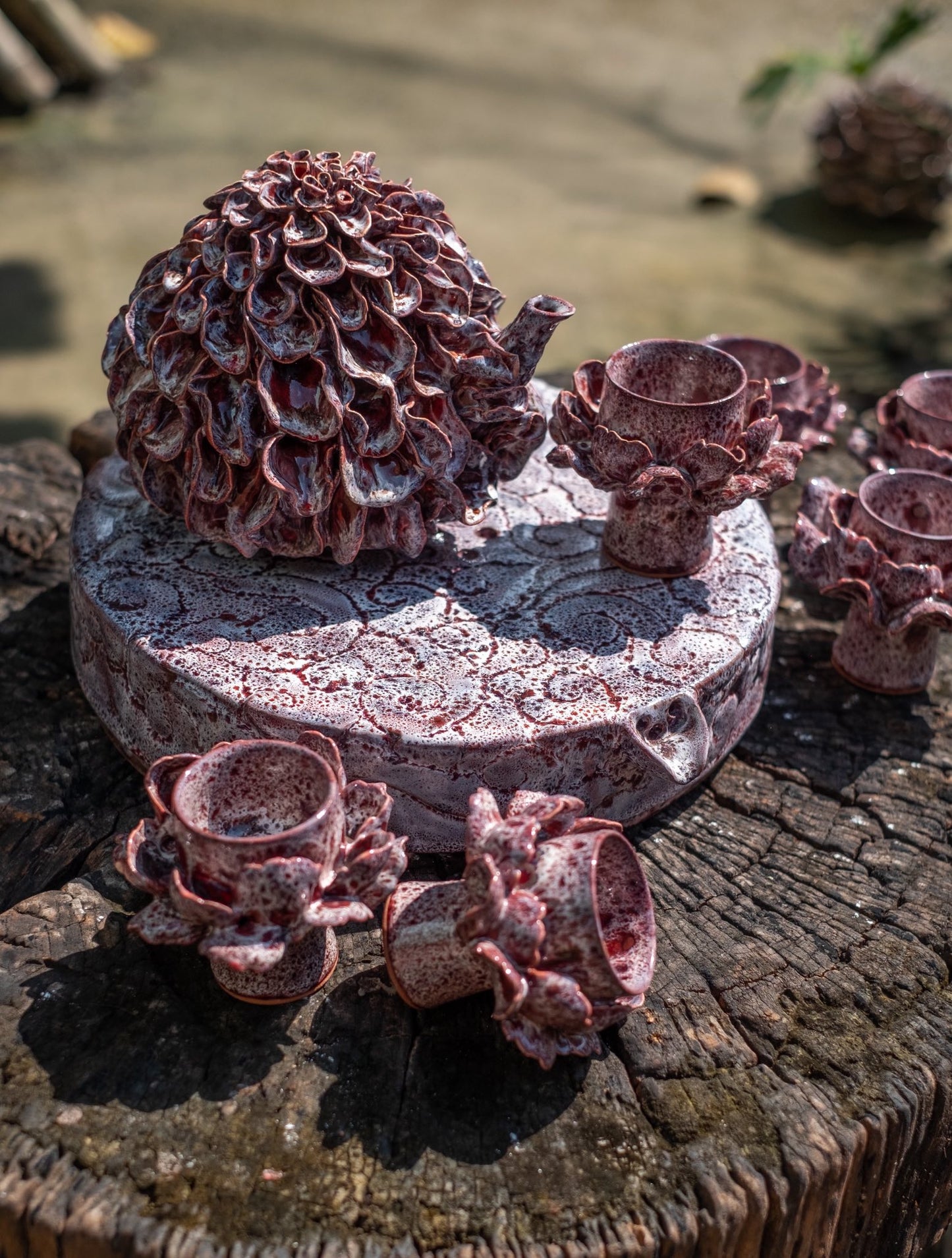 Céleste Céramique – Service à Thé Fleur en Céramique Fabriqué à la Main