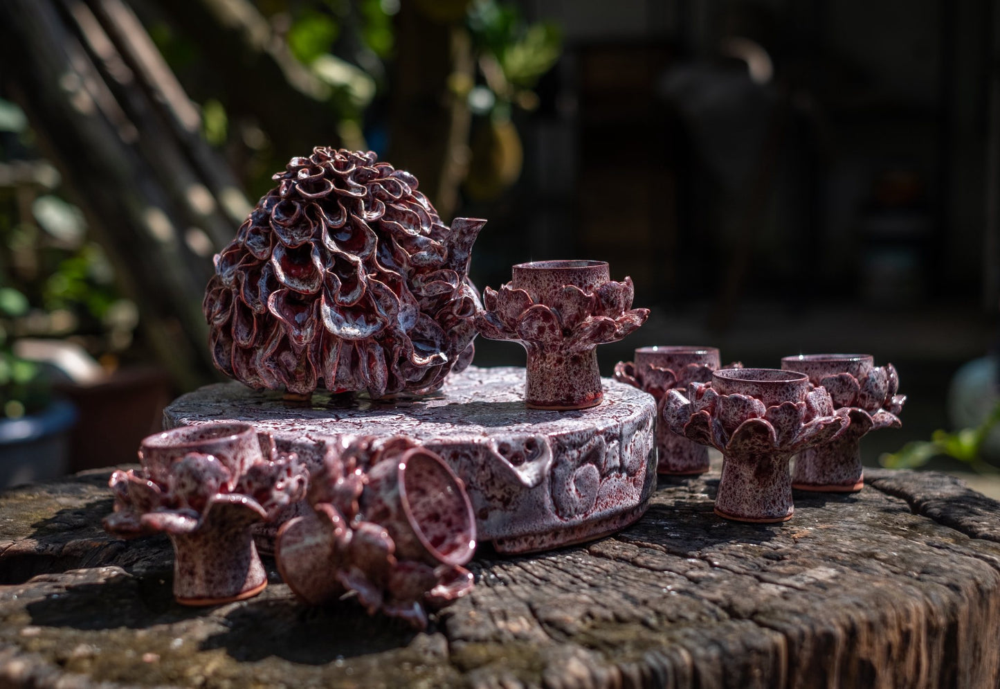 Céleste Céramique – Service à Thé Fleur en Céramique Fabriqué à la Main