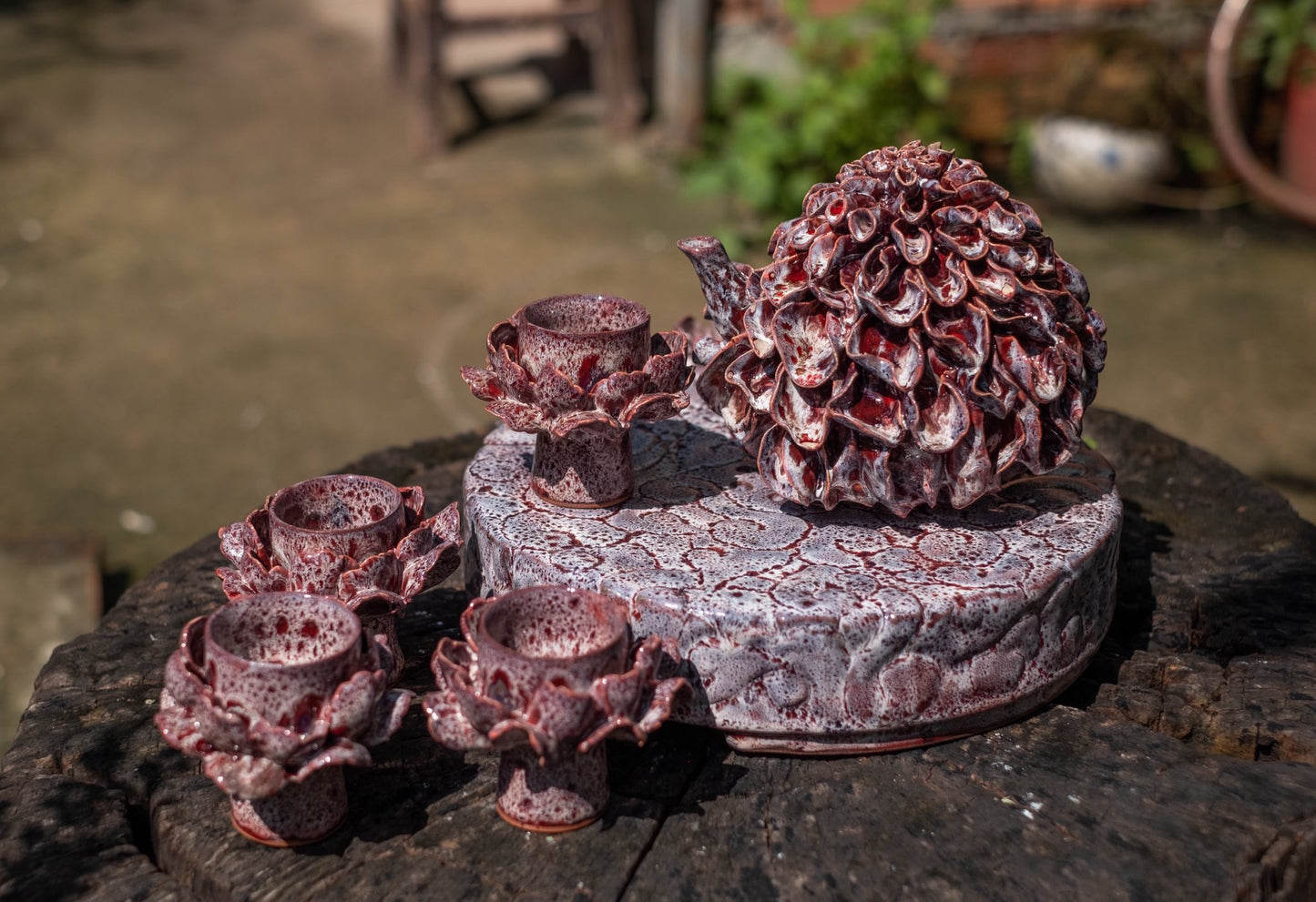 Céleste Céramique – Service à Thé Fleur en Céramique Fabriqué à la Main