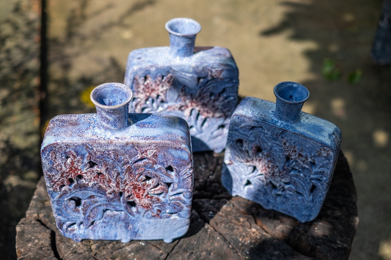 Céleste Céramique - Azure Whisper Square Vase Set